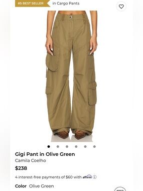 Camila Coelho Gigi Wide-Leg Cargo Pants — Olive